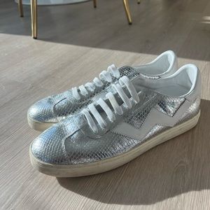 Designer silver sneakers